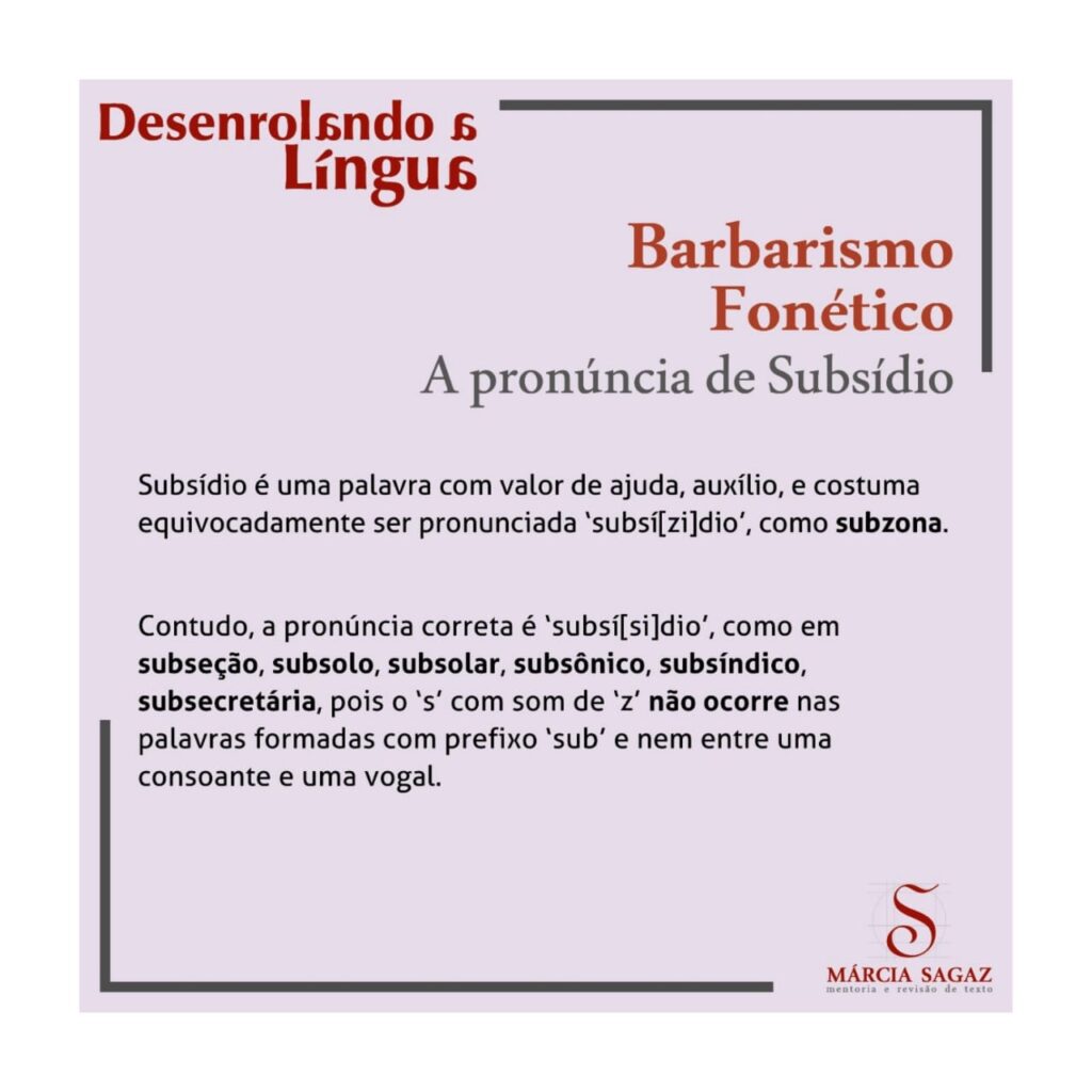 Post resumo sobre como se pronúncia subsidio